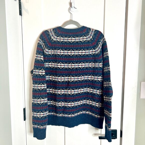 J. Crew Men's 100% Lamb's Wool Fair Isle Ski Apres Crew Neck Sweater Size XL - Picture 4 of 4